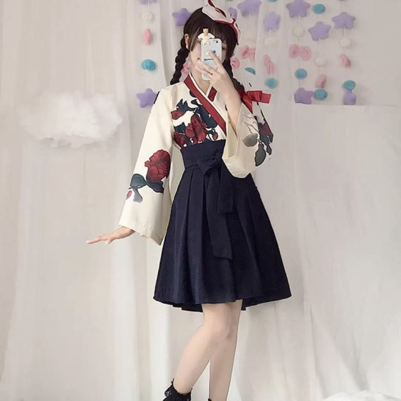 和風ロリータ 着物風ミニスカートワンピース