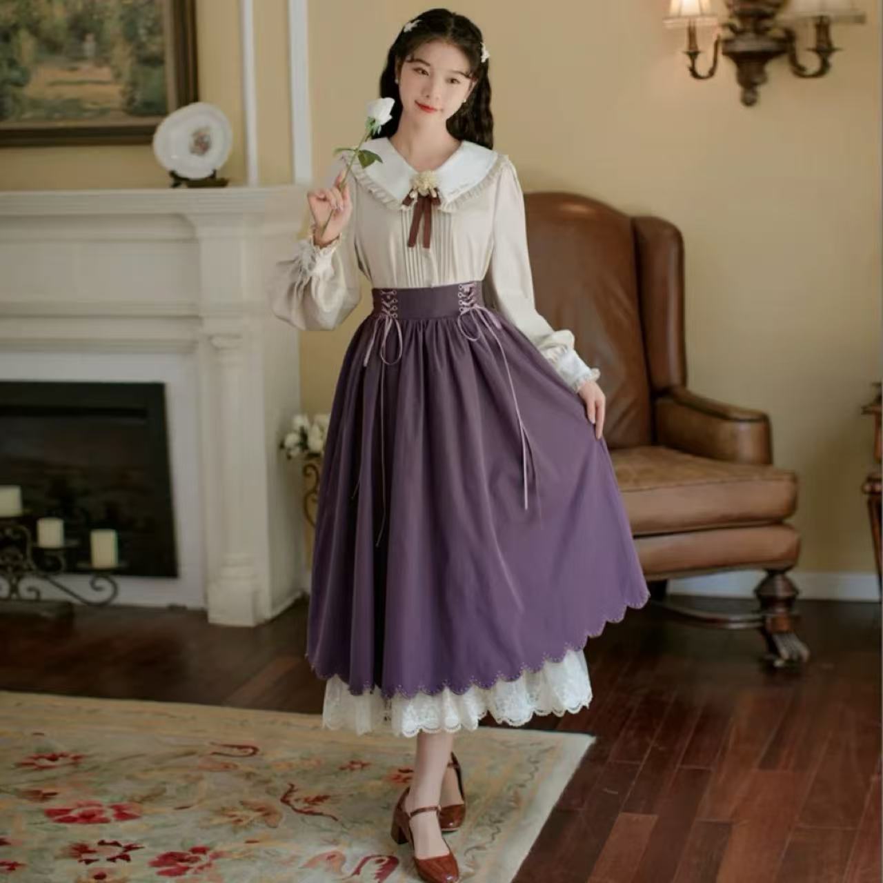 クラシカルロリータ 優雅な貴婦人風ワンピース
