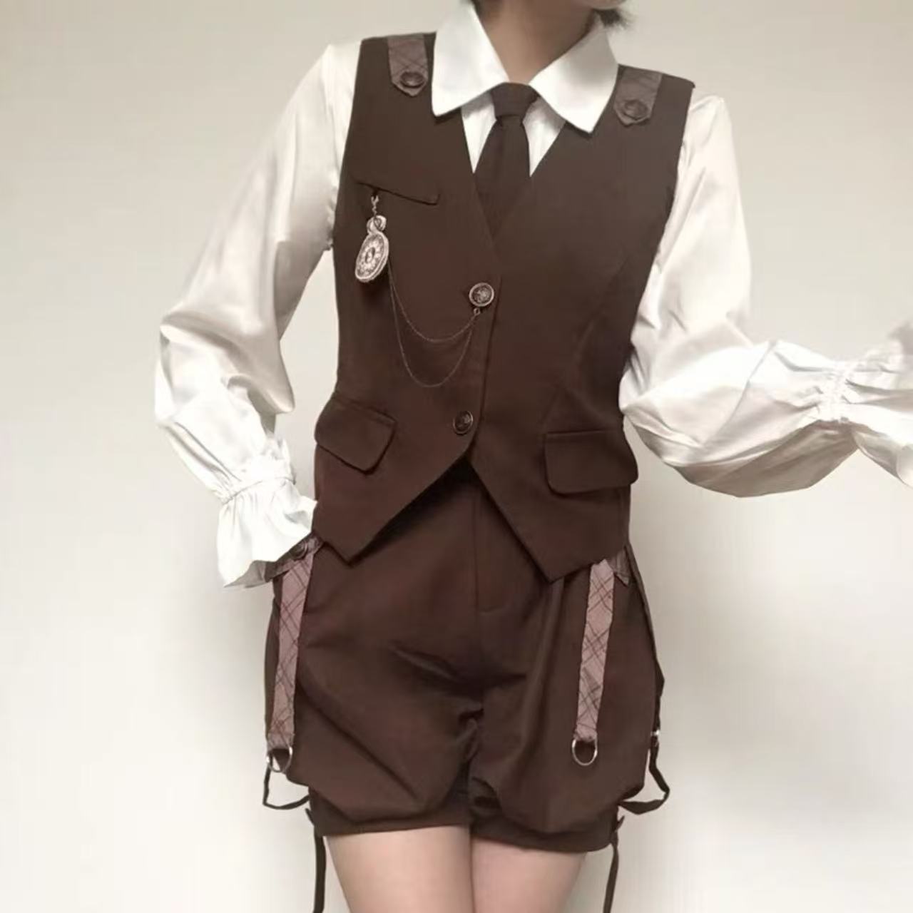 スチームパンク 英国少年風ブラウンセットアップ