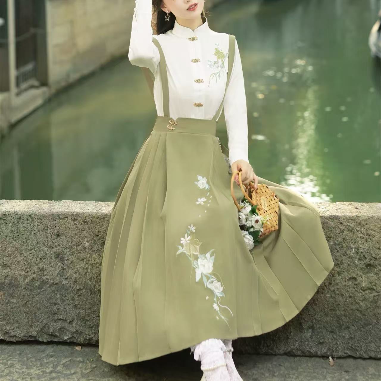 中華ロリータ グリーン ナチュラルセットアップ フルセット