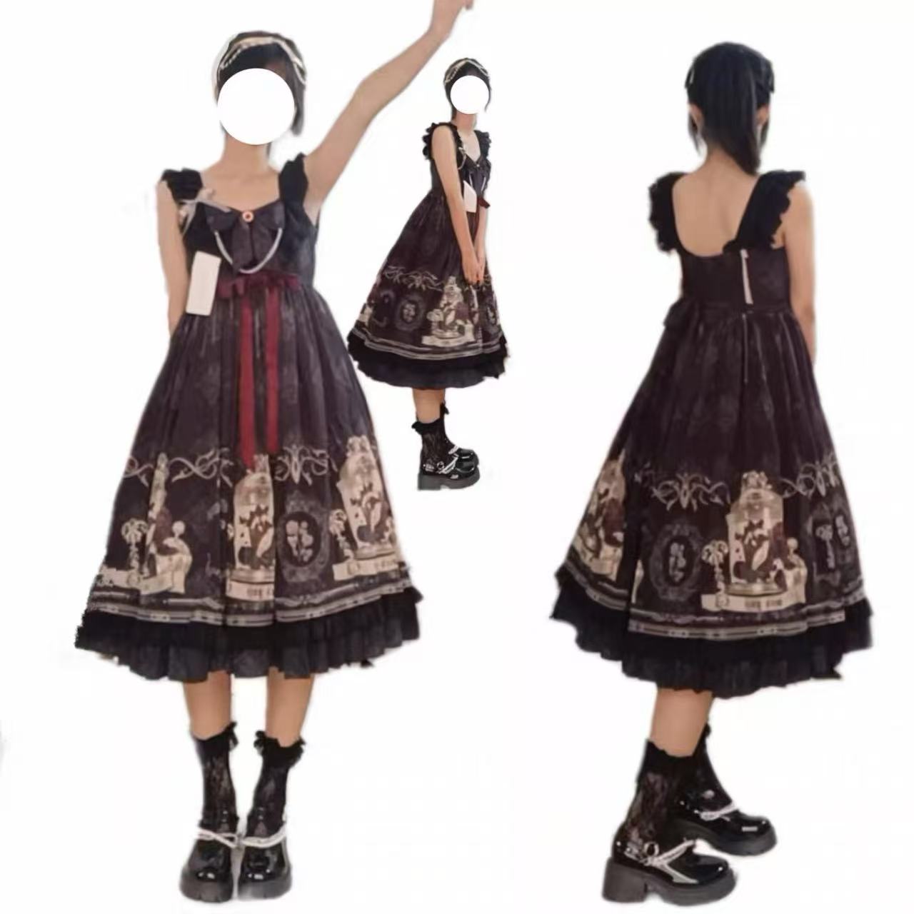 ゴスロリ 闇夜の薔薇ジャンパースカート