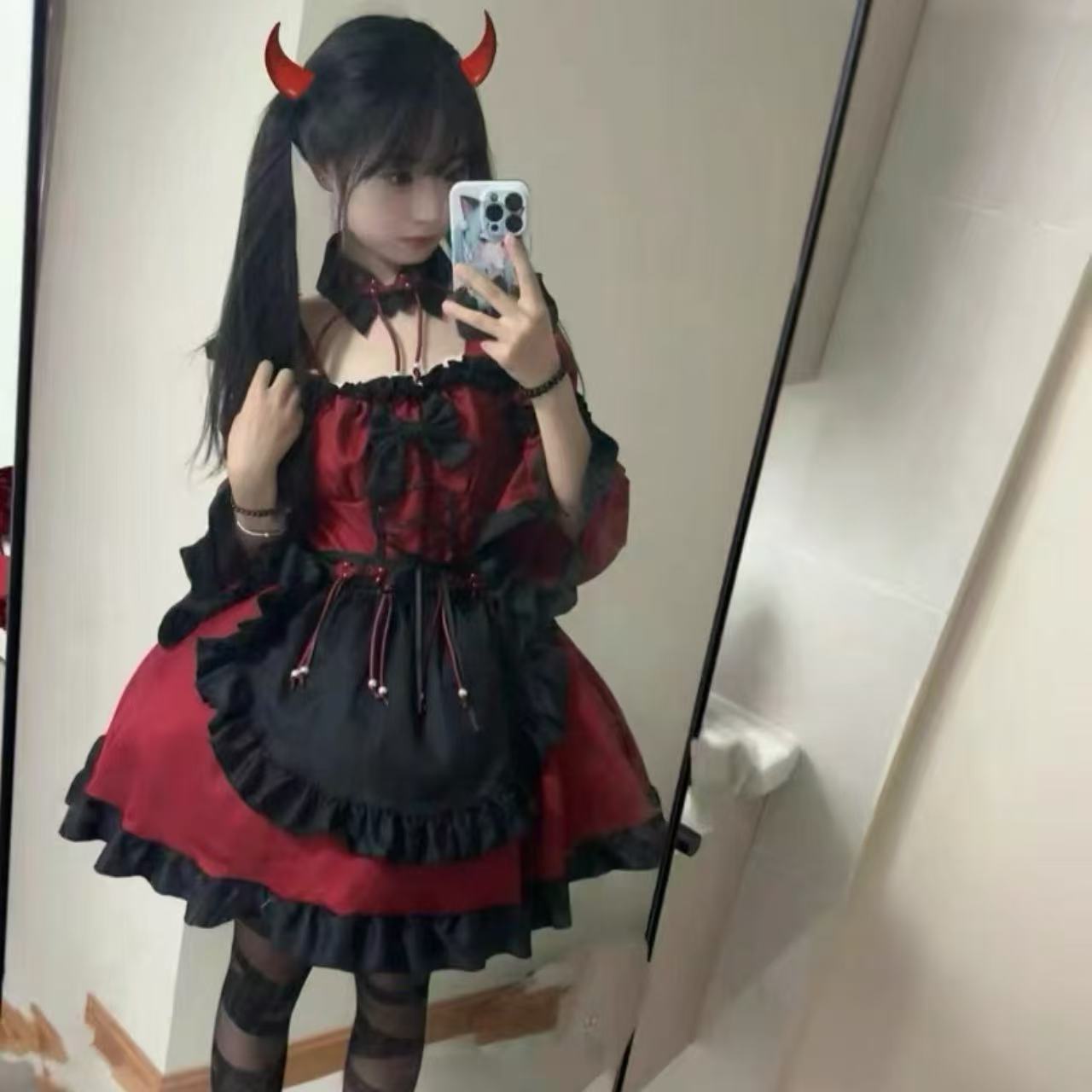 軍服ロリータ ふんわり姫袖リボンワンピース