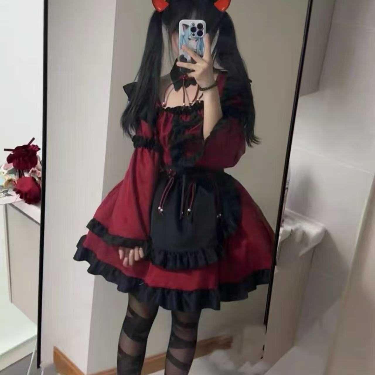 軍服ロリータ ふんわり姫袖リボンワンピース