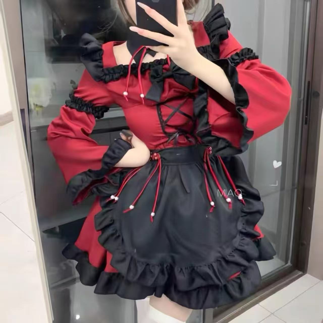 軍服ロリータ ふんわり姫袖リボンワンピース