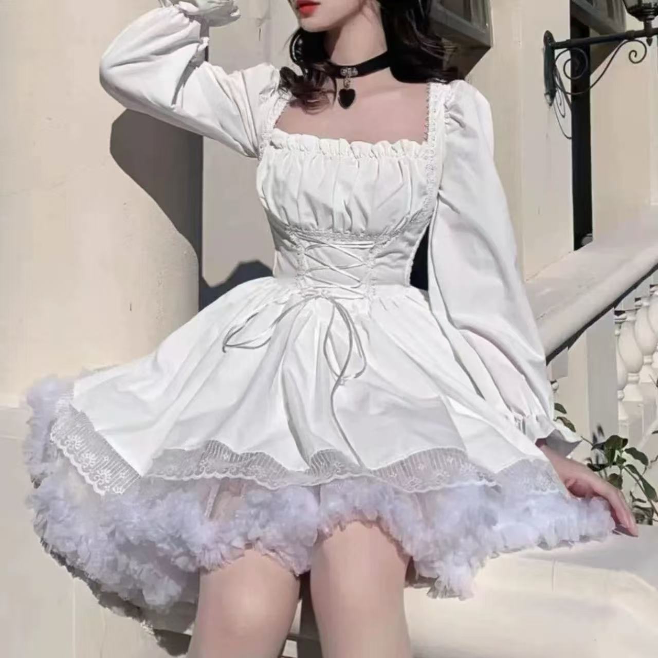 ゴスロリ ふんわりゴシック姫袖ワンピース