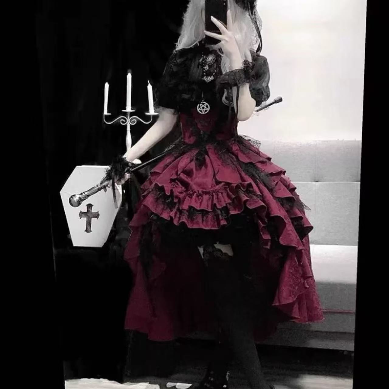 ゴスロリ ナイチンゲール・ダークレースウエストスカート