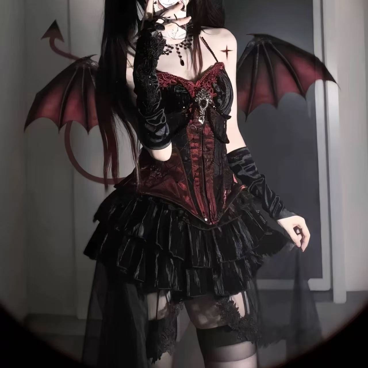 ゴスロリ ヴァンパイアプリンセス・ベルベットドレス