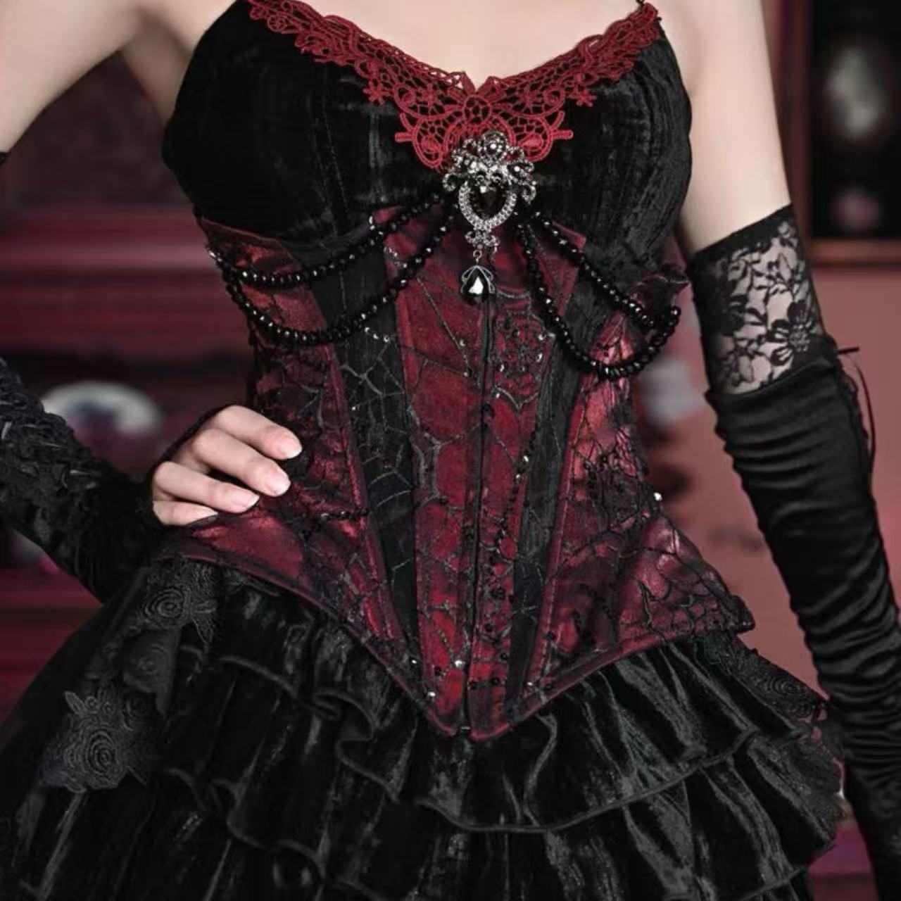 ゴスロリ ヴァンパイアプリンセス・ベルベットドレス