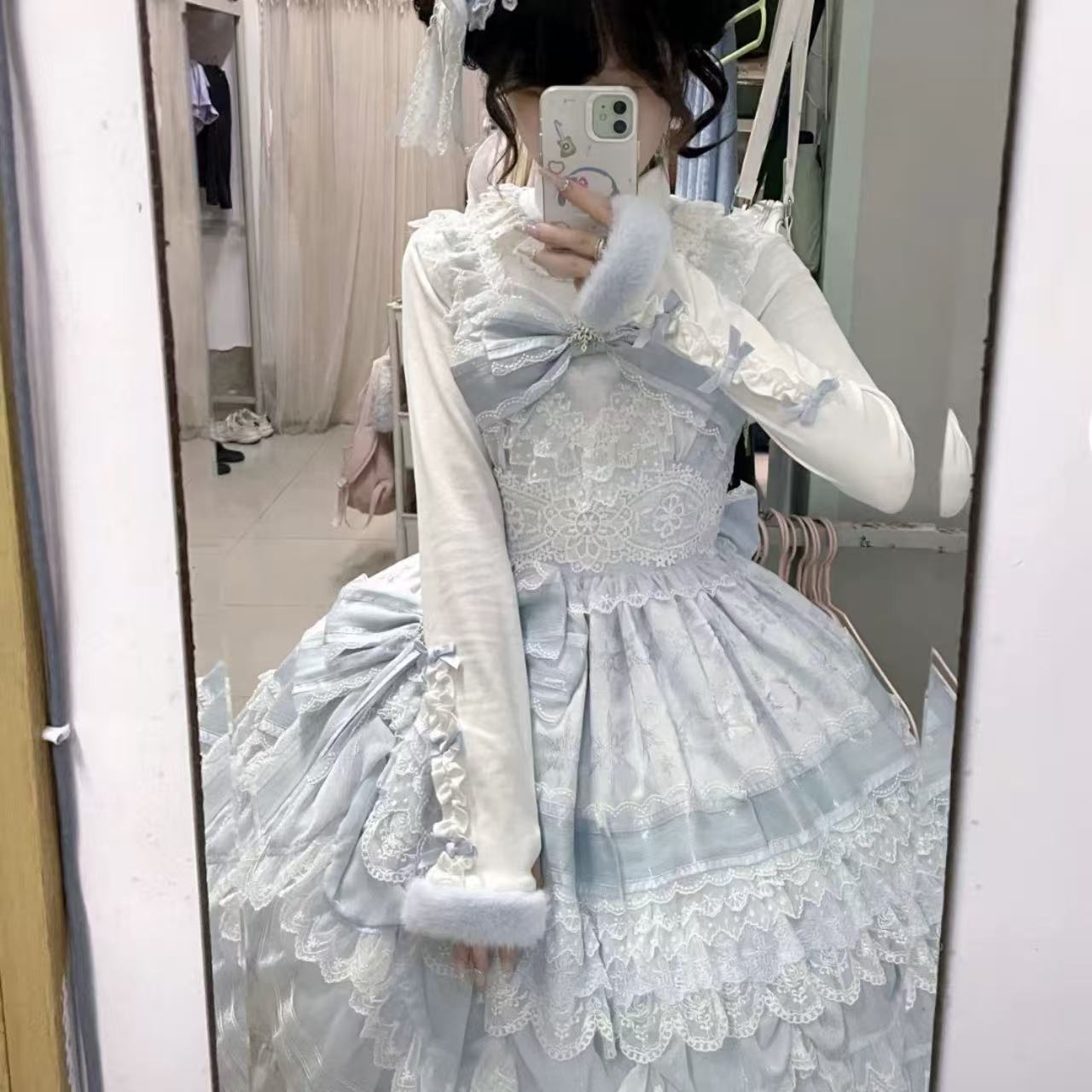 甘ロリータ クリーム色スウィートリボンセーター