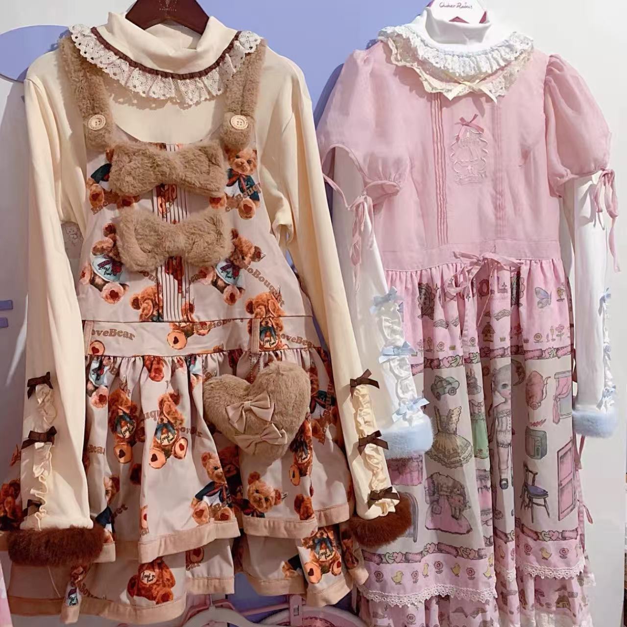 甘ロリータ クリーム色スウィートリボンセーター