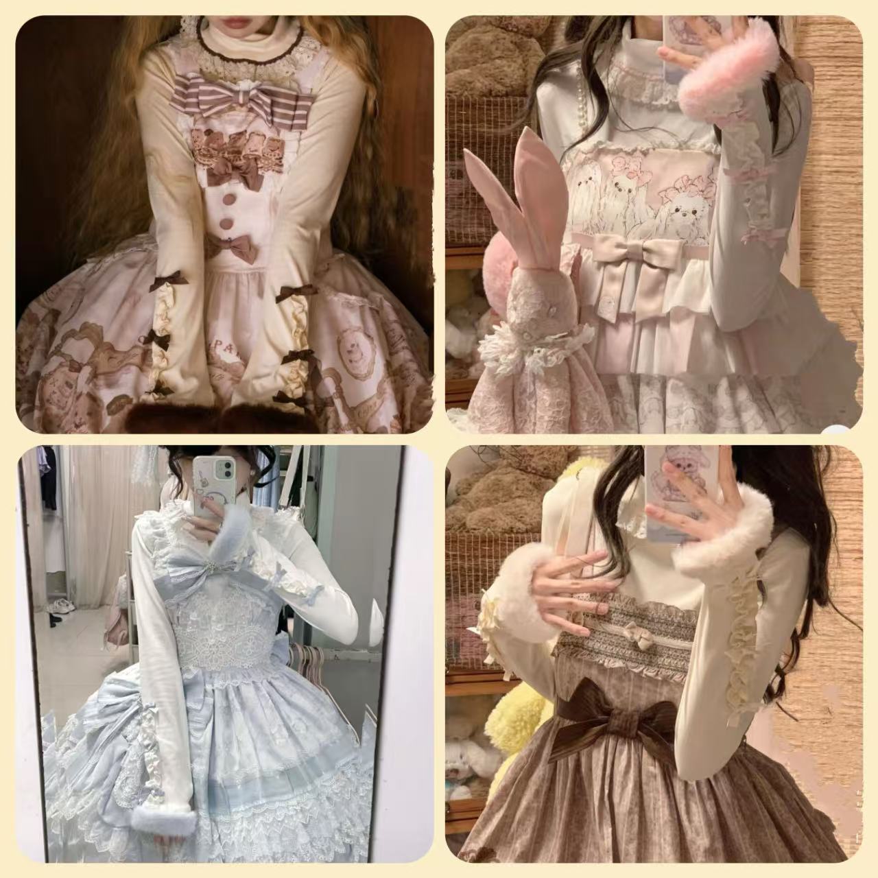 甘ロリータ クリーム色スウィートリボンセーター