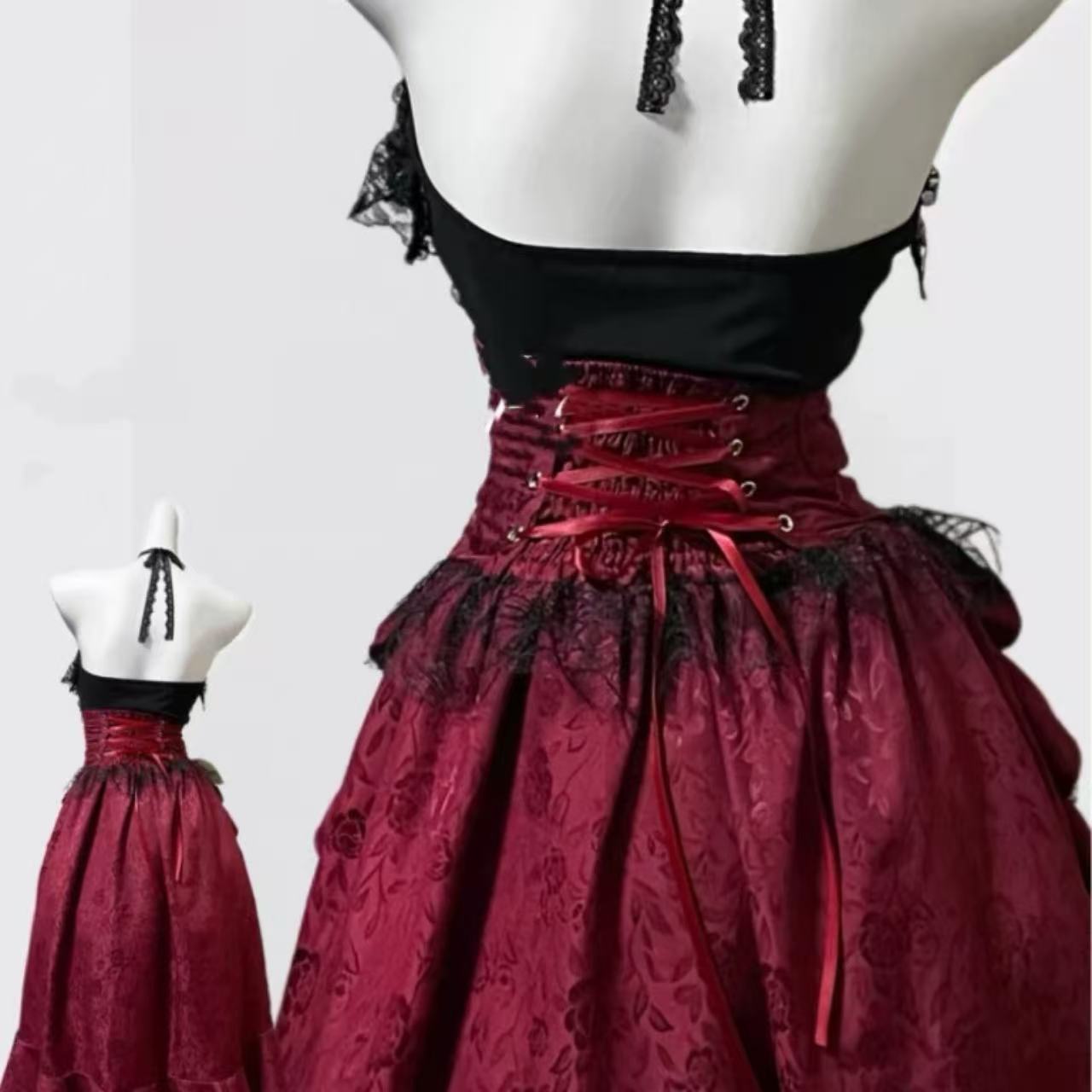 ゴスロリ ナイチンゲール・クロスレースベスト&スカートセット