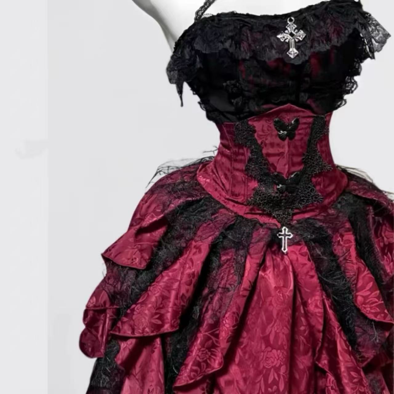 ゴスロリ ナイチンゲール・クロスレースベスト&スカートセット