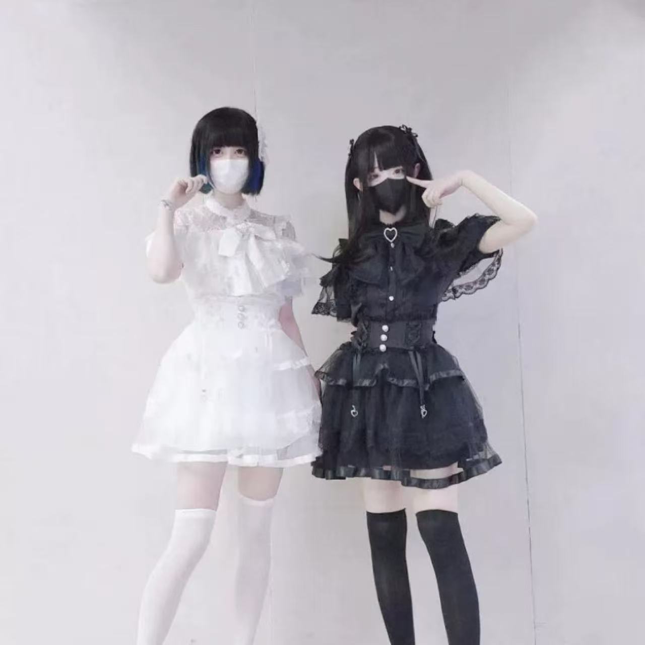 甘ロリータ リボン付きレースインナーシャツ