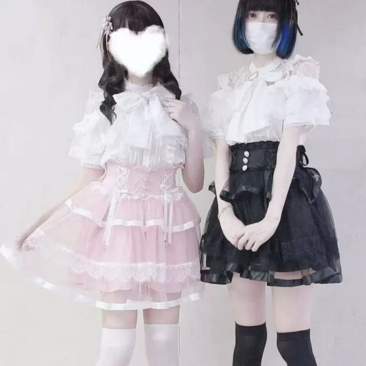 甘ロリータ リボン付きレースインナーシャツ