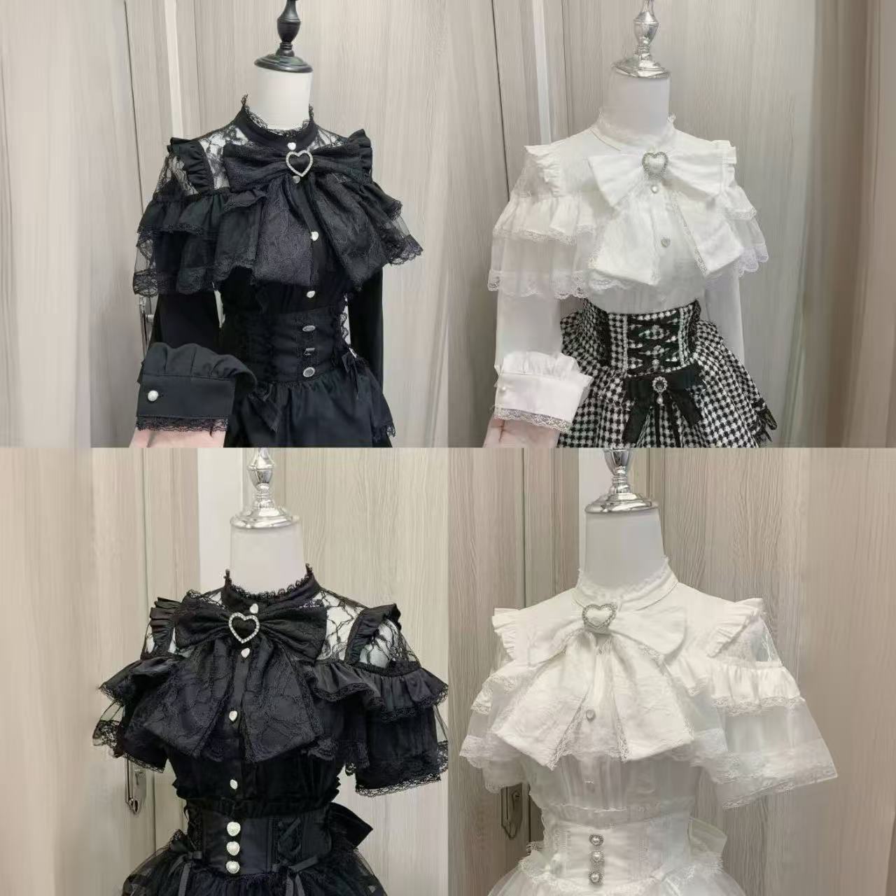 甘ロリータ リボン付きレースインナーシャツ