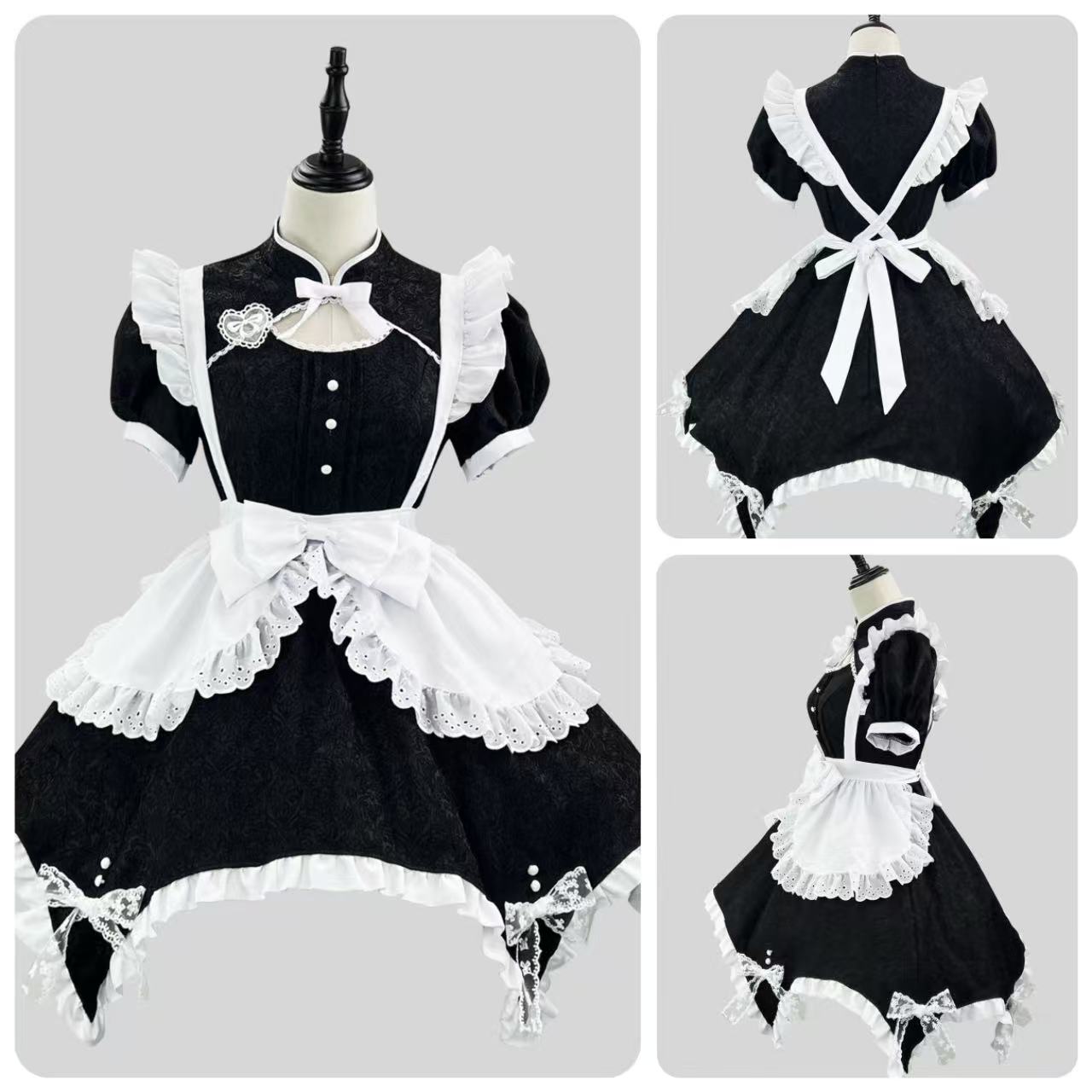 甘ロリータ マカロンカラーメイド風レースワンピース