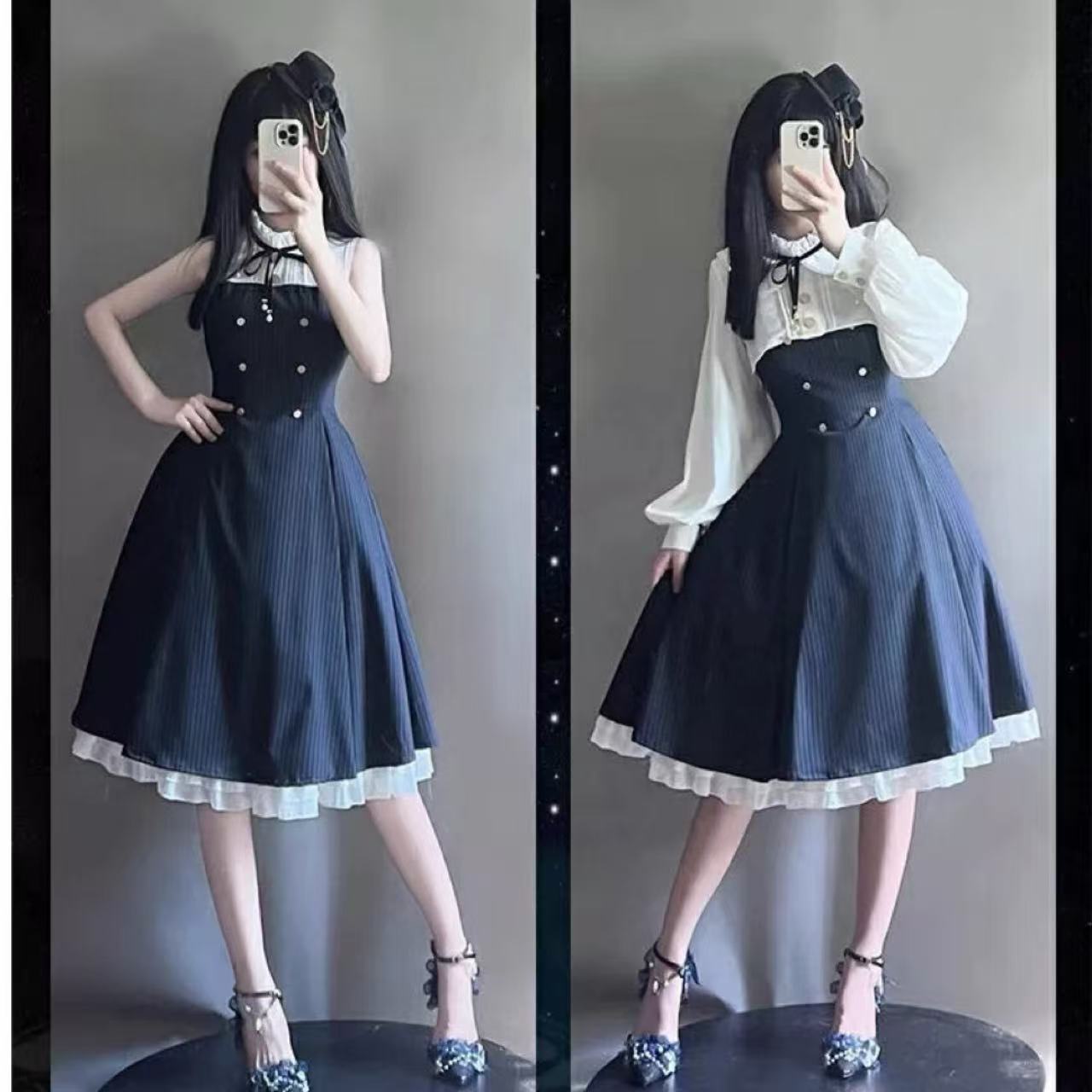 クラシカルロリータ 占星術調査官・ストライプドレス&ジャケットセット