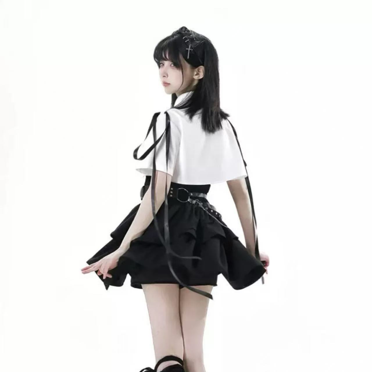 ゴスロリ ダークスタイル・スリムトップス&スカートセット