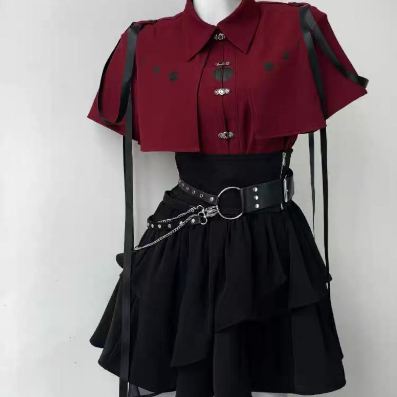 ゴスロリ ダークスタイル・スリムトップス&スカートセット