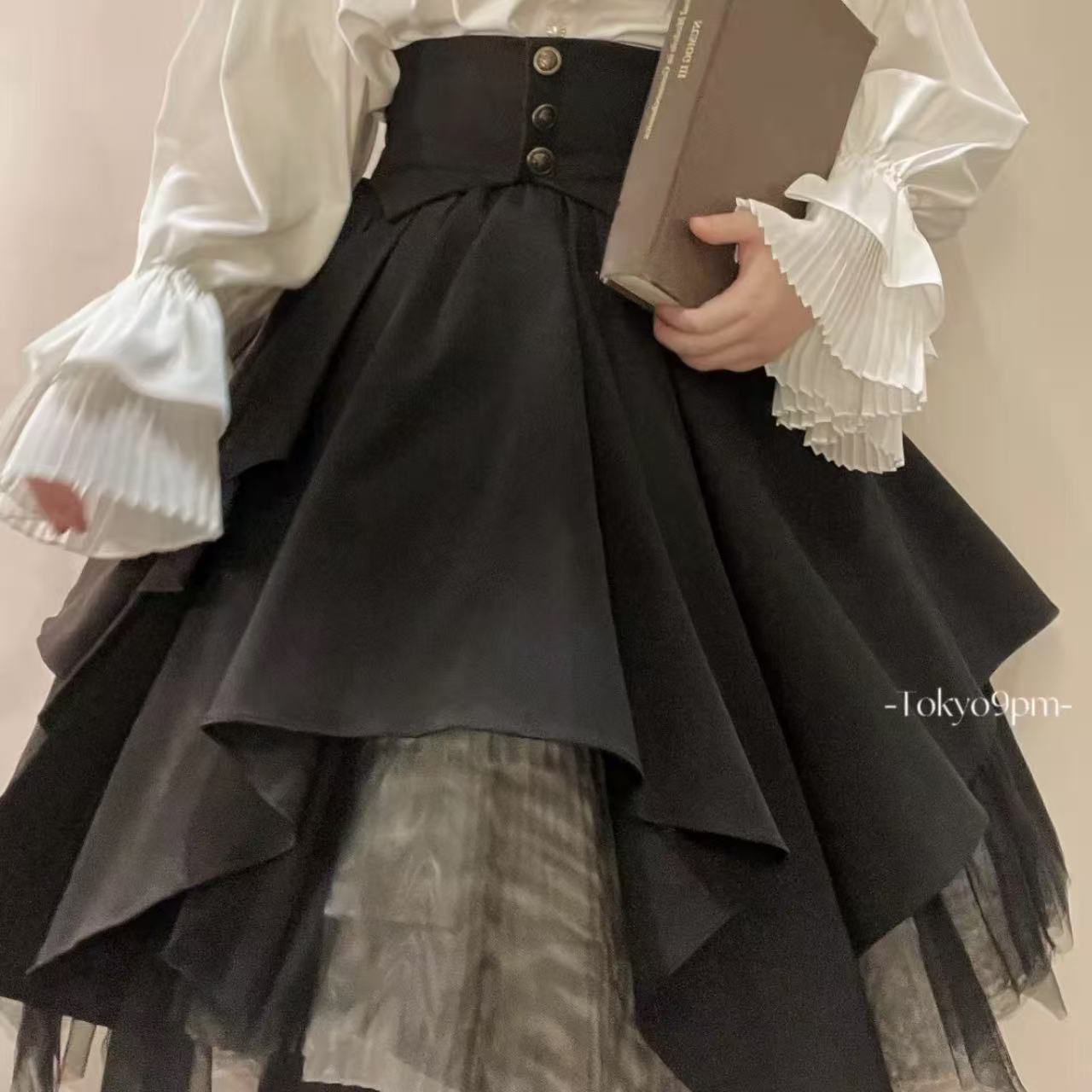 ゴスロリ ブラックマジシャン・ランタンスリーブシャツ&スカートセット