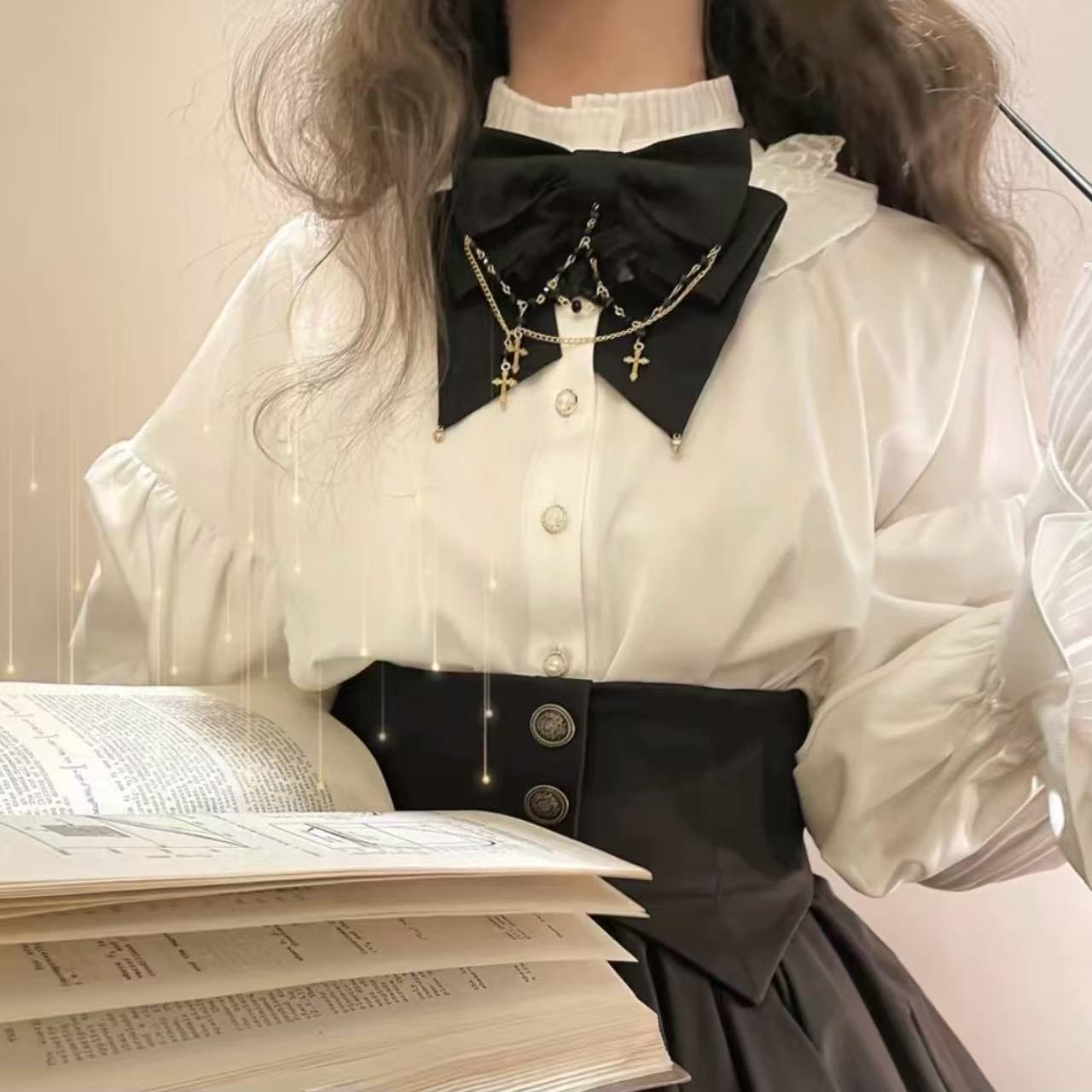 ゴスロリ ブラックマジシャン・ランタンスリーブシャツ&スカートセット