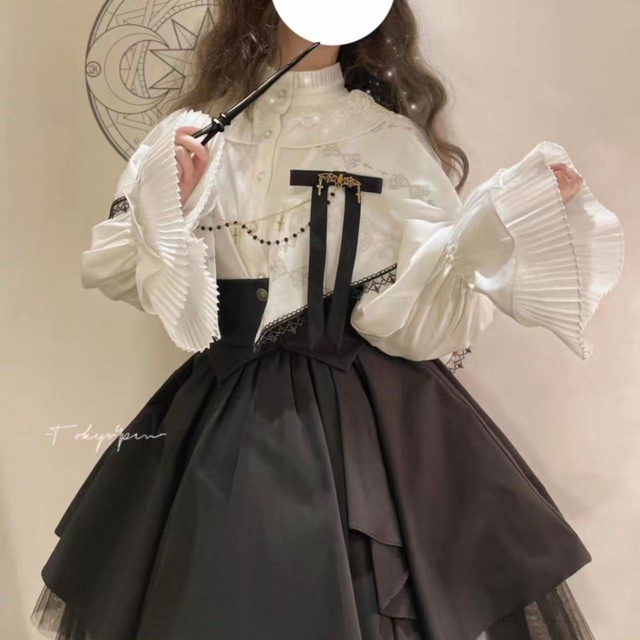 ゴスロリ ブラックマジシャン・ランタンスリーブシャツ&スカートセット