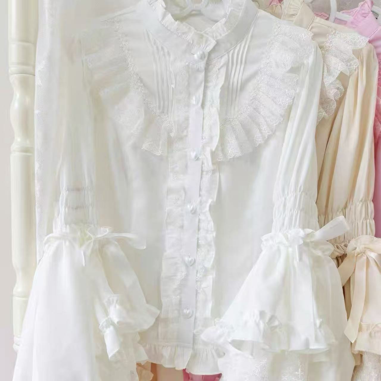 甘ロリータ ハートドール風3段レースサスペンダードレス