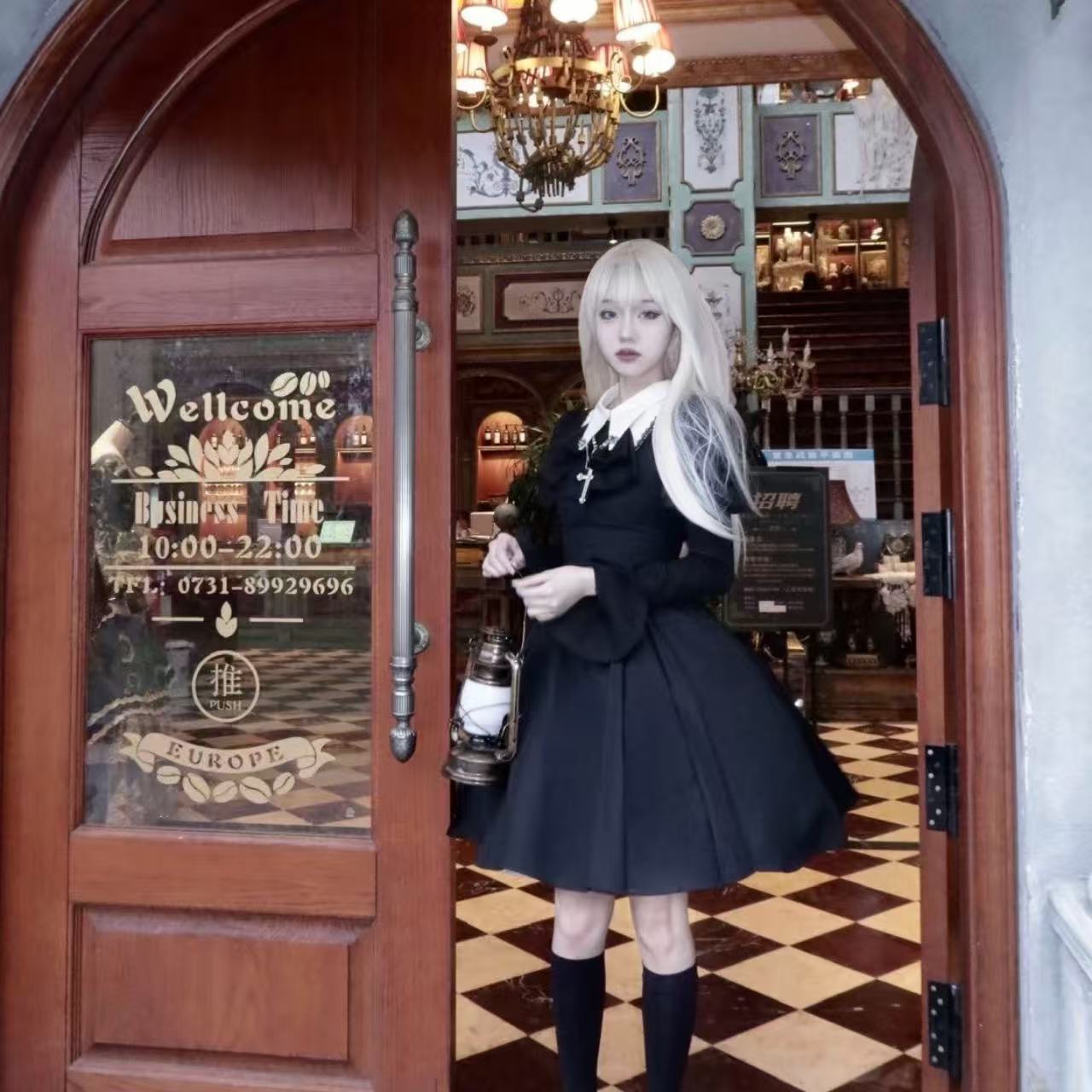 ゴスロリ ブラック・ゴシックロングスリーブドレス