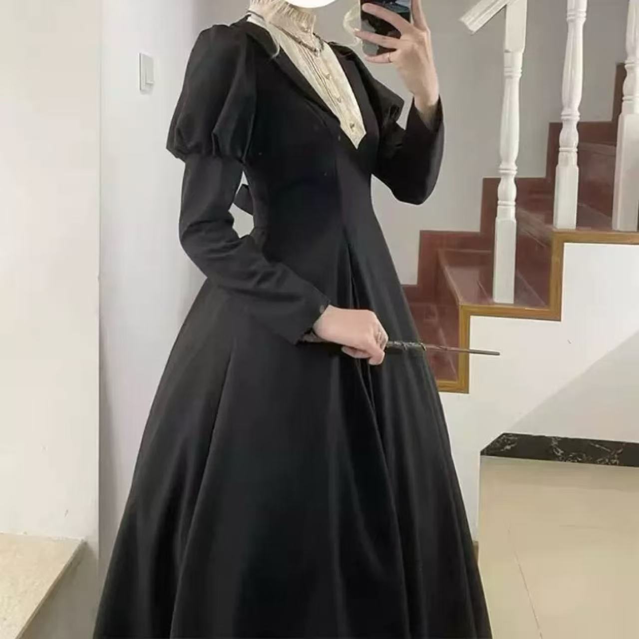 ゴスロリ ブラック・ゴシックロングスリーブドレス