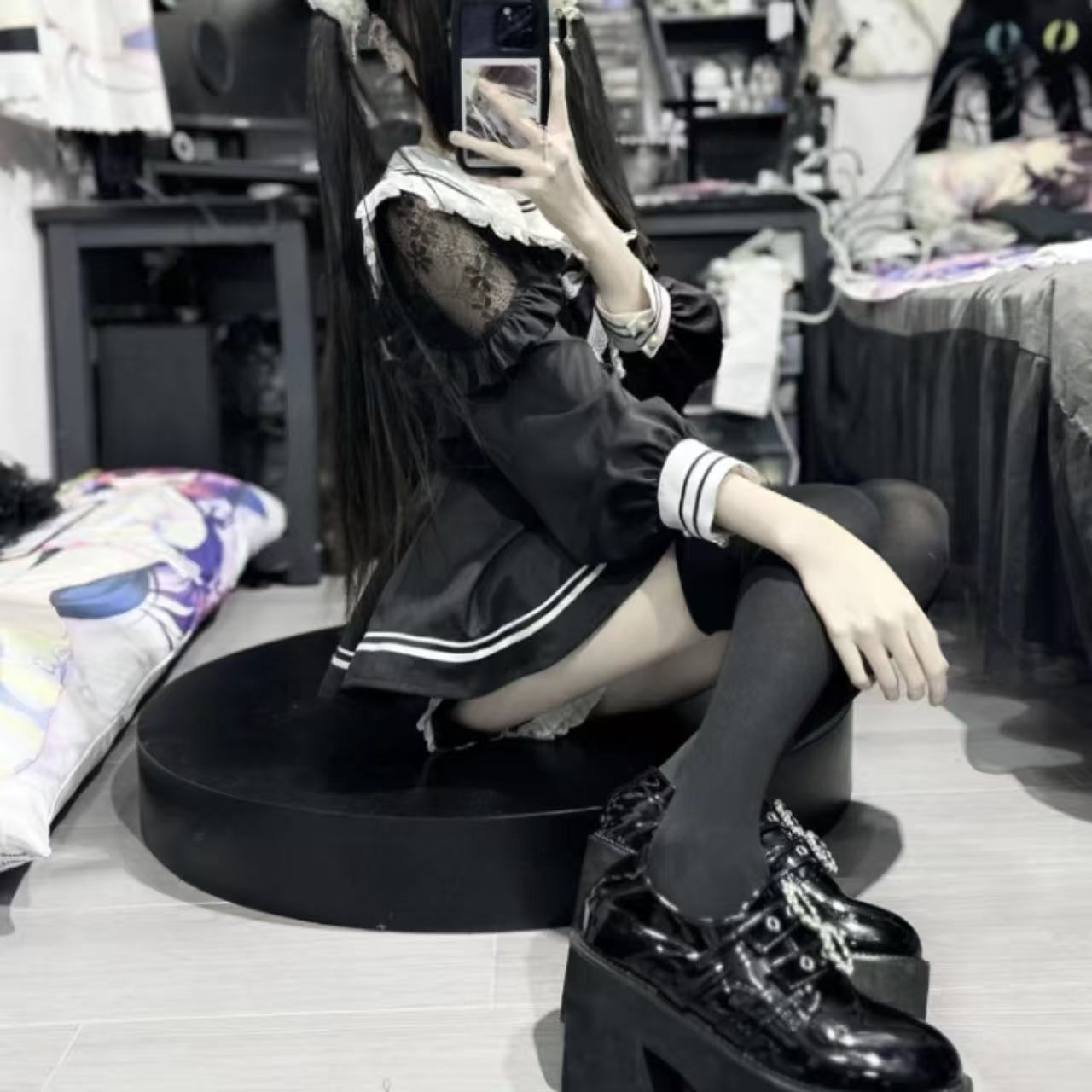 ゴスロリ ブロークンベア・ダークガール長袖ドレスセット