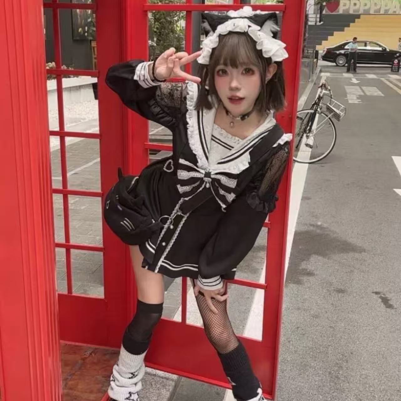 ゴスロリ ブロークンベア・ダークガール長袖ドレスセット