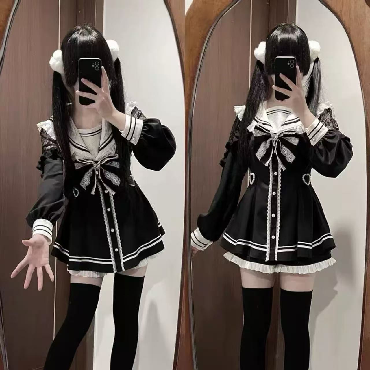 ゴスロリ ブロークンベア・ダークガール長袖ドレスセット