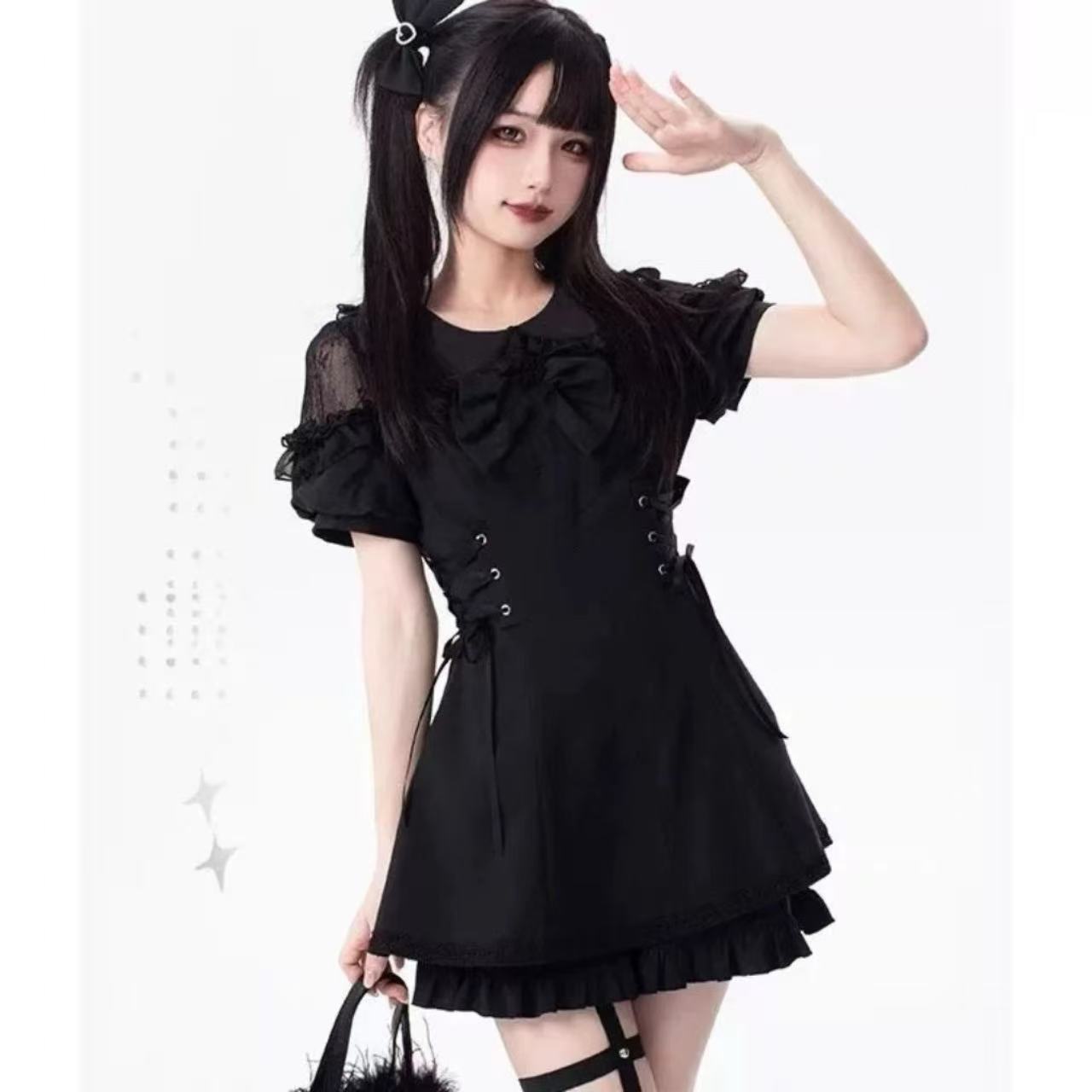 甘ロリータ 和風レース半袖セットアップ