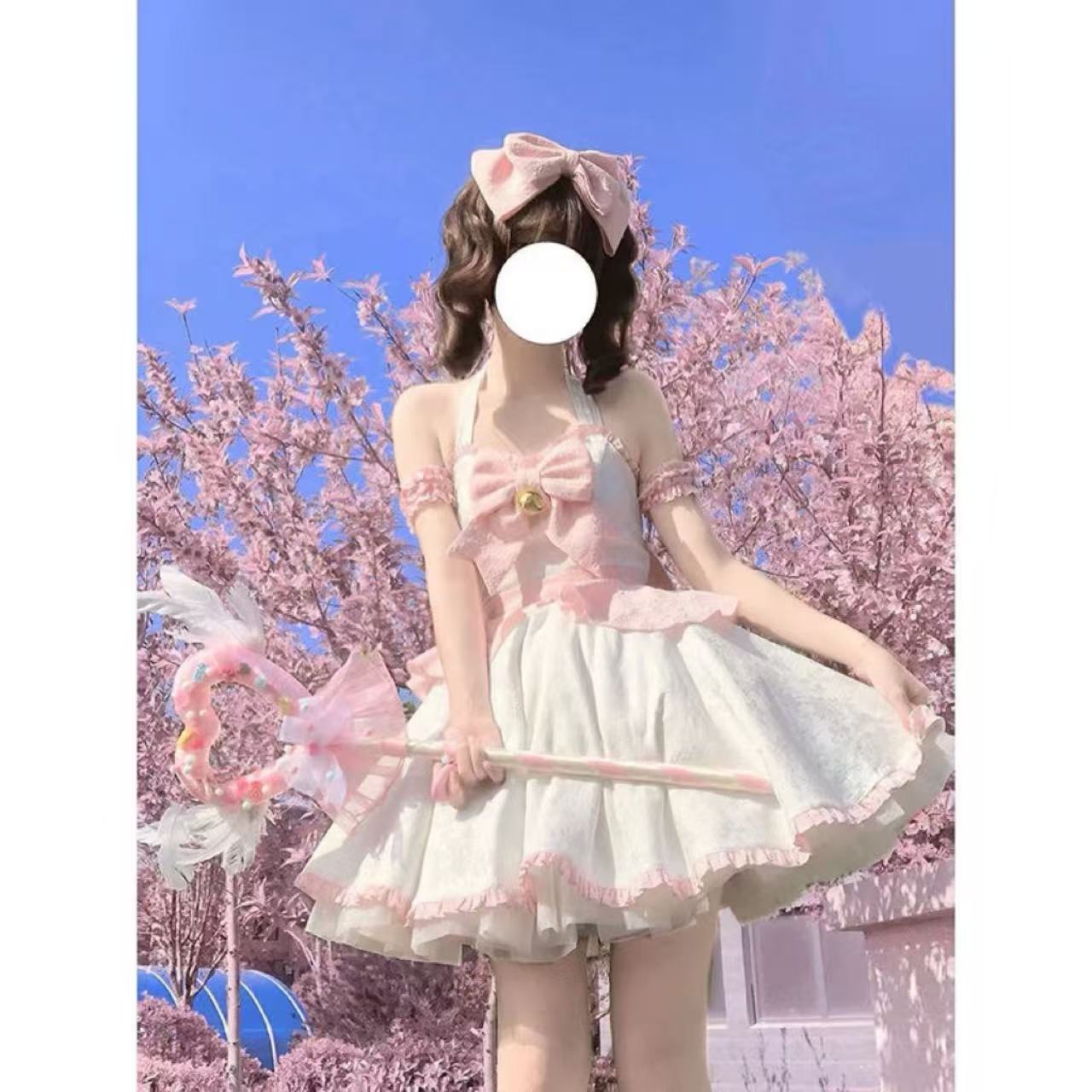 甘ロリータ 魔法少女風ホルターネックサスペンダードレス