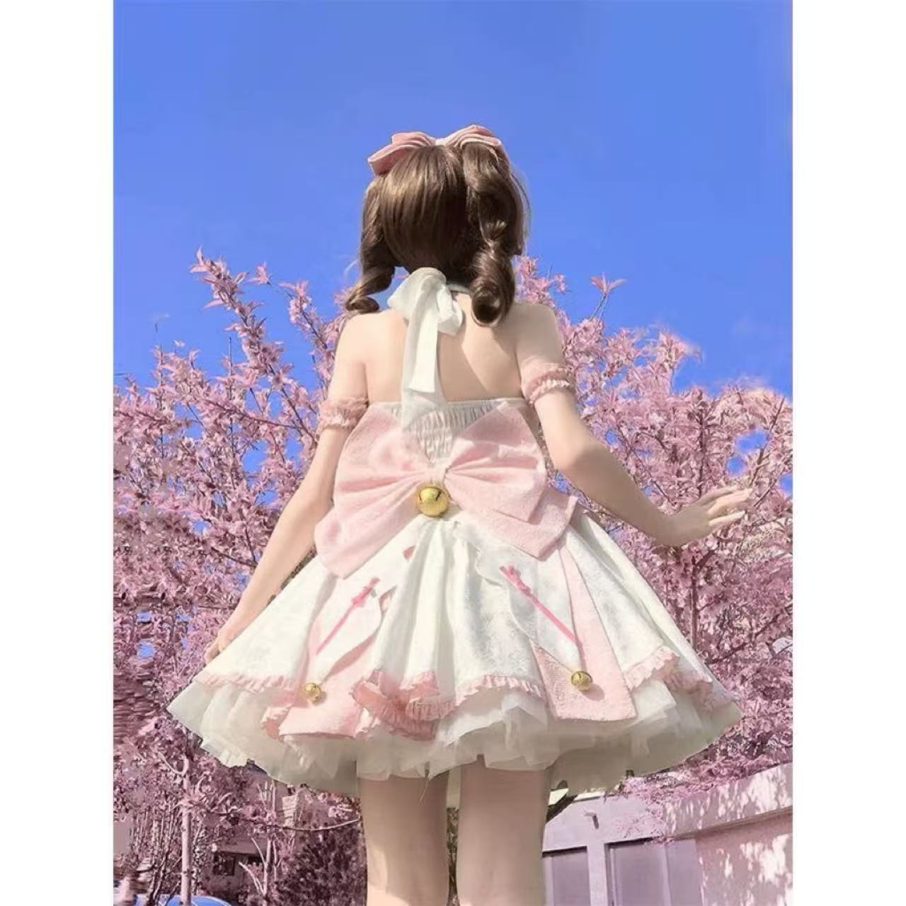 甘ロリータ 魔法少女風ホルターネックサスペンダードレス