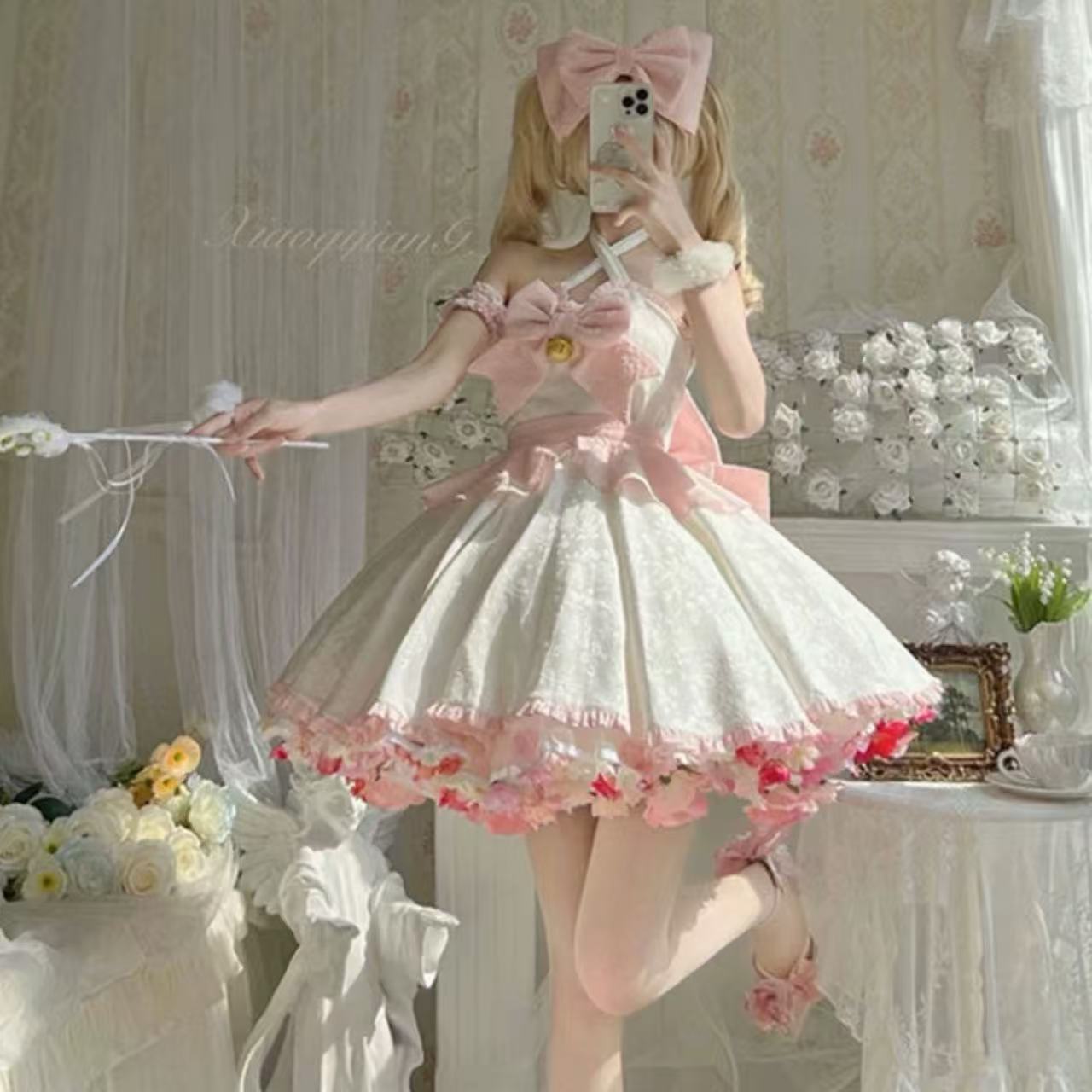 甘ロリータ 魔法少女風ホルターネックサスペンダードレス