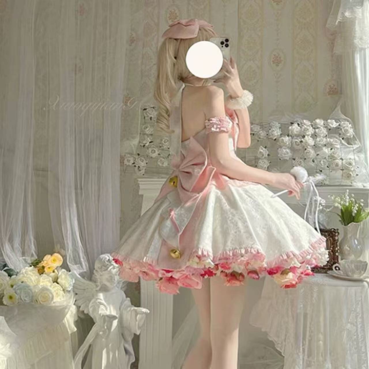 甘ロリータ 魔法少女風ホルターネックサスペンダードレス