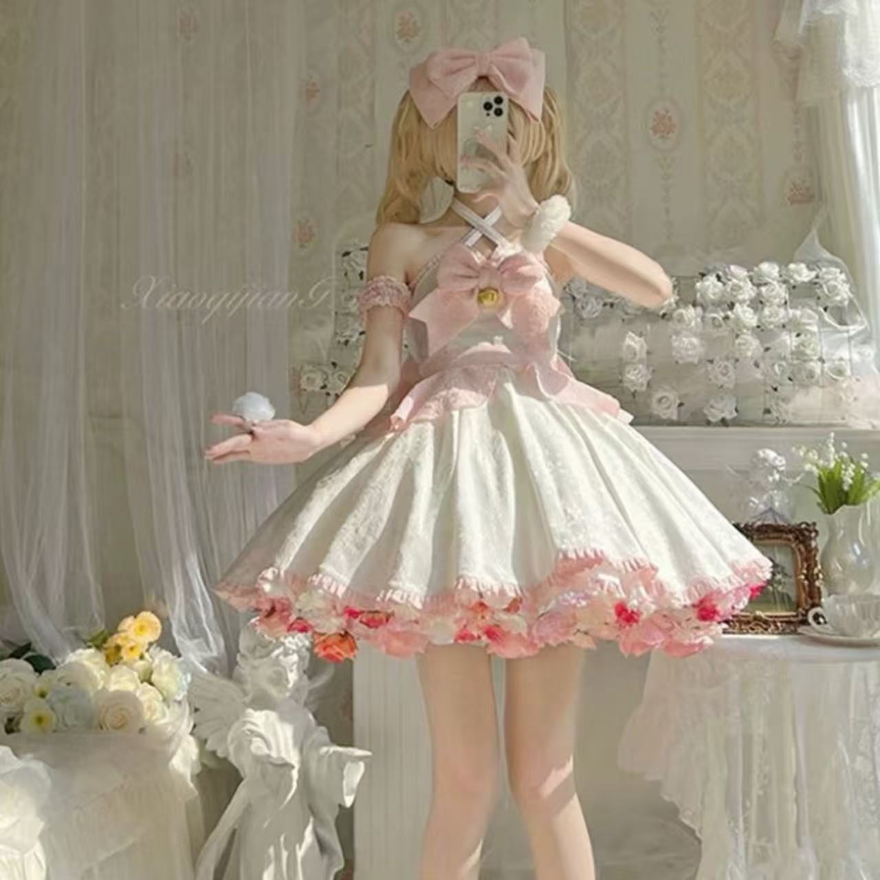 甘ロリータ 魔法少女風ホルターネックサスペンダードレス