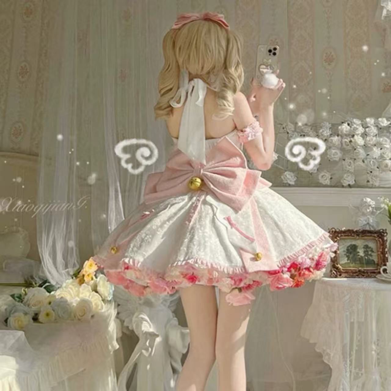 甘ロリータ 魔法少女風ホルターネックサスペンダードレス