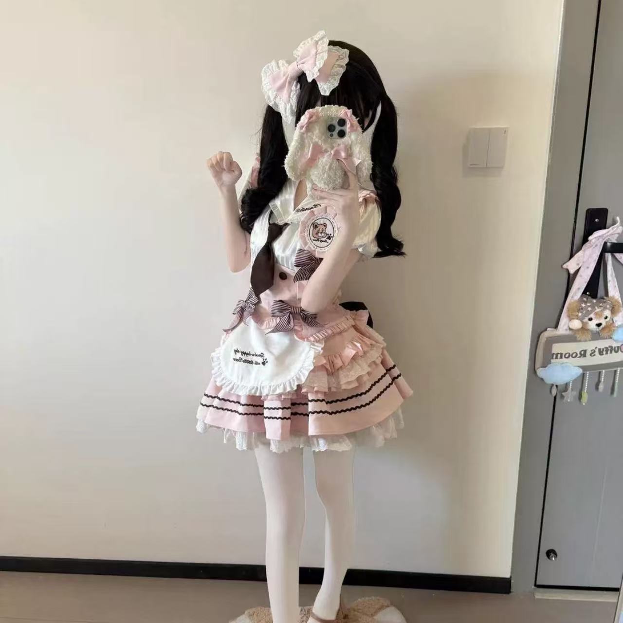 甘ロリータ ミントチョコ・カレッジシャツベスト&ショートスカート