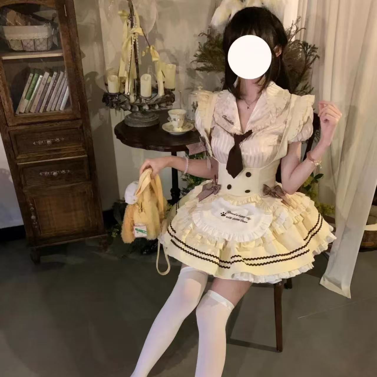 甘ロリータ ミントチョコ・カレッジシャツベスト&ショートスカート