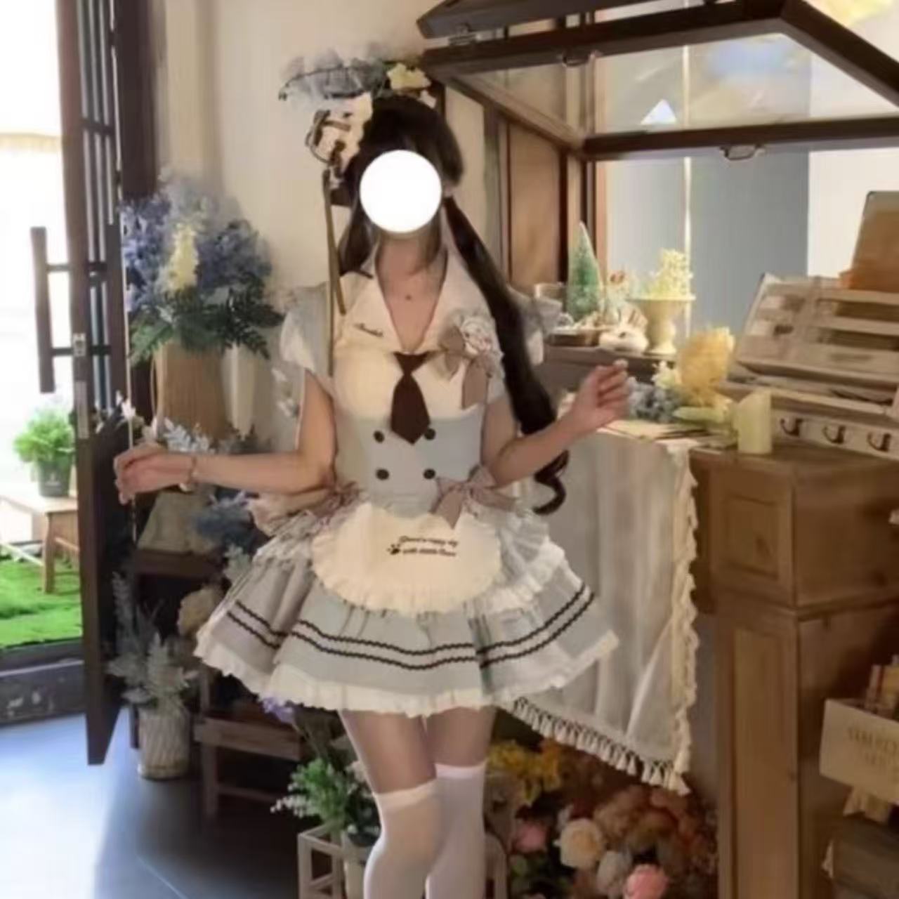 甘ロリータ ミントチョコ・カレッジシャツベスト&ショートスカート