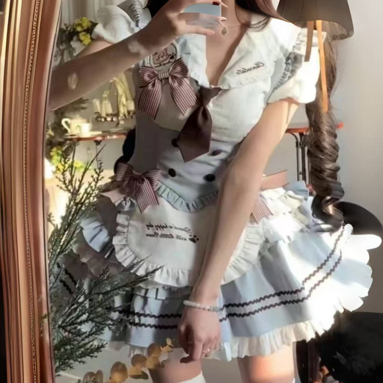 甘ロリータ ミントチョコ・カレッジシャツベスト&ショートスカート