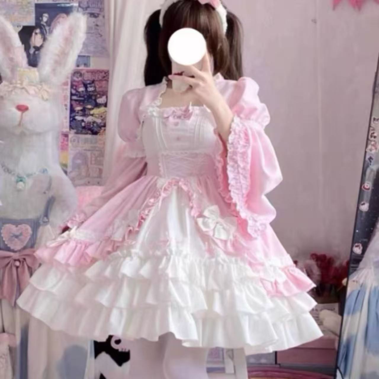 甘ロリータ ケープ付きサスペンダードレス