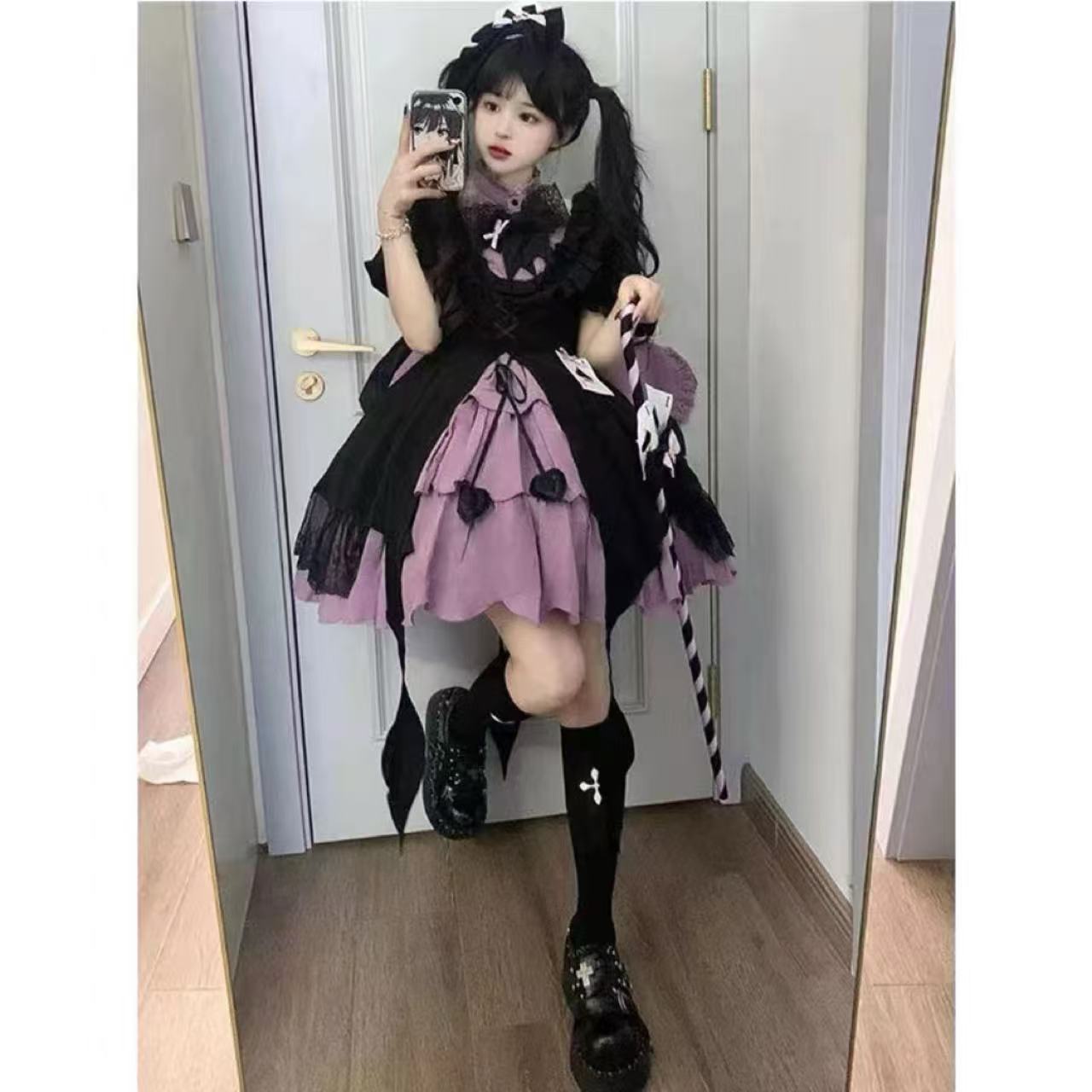 ゴスロリ 魔女ハイウエストケーキドレス