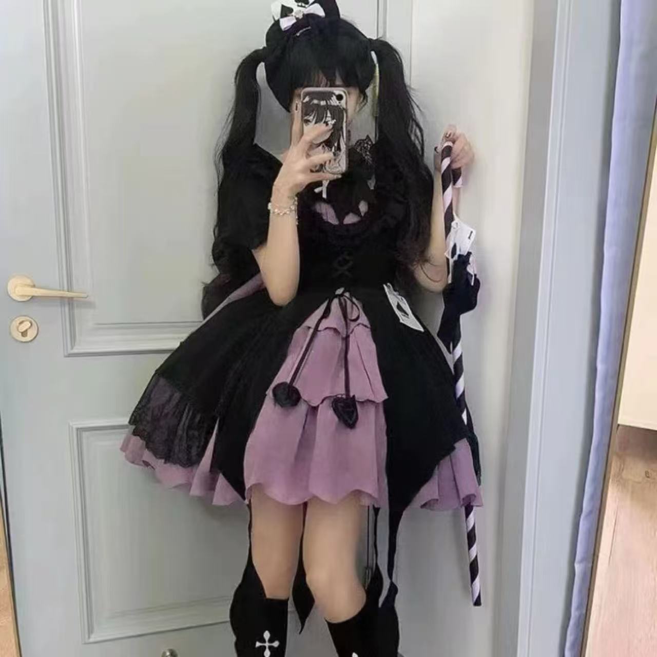 ゴスロリ 魔女ハイウエストケーキドレス