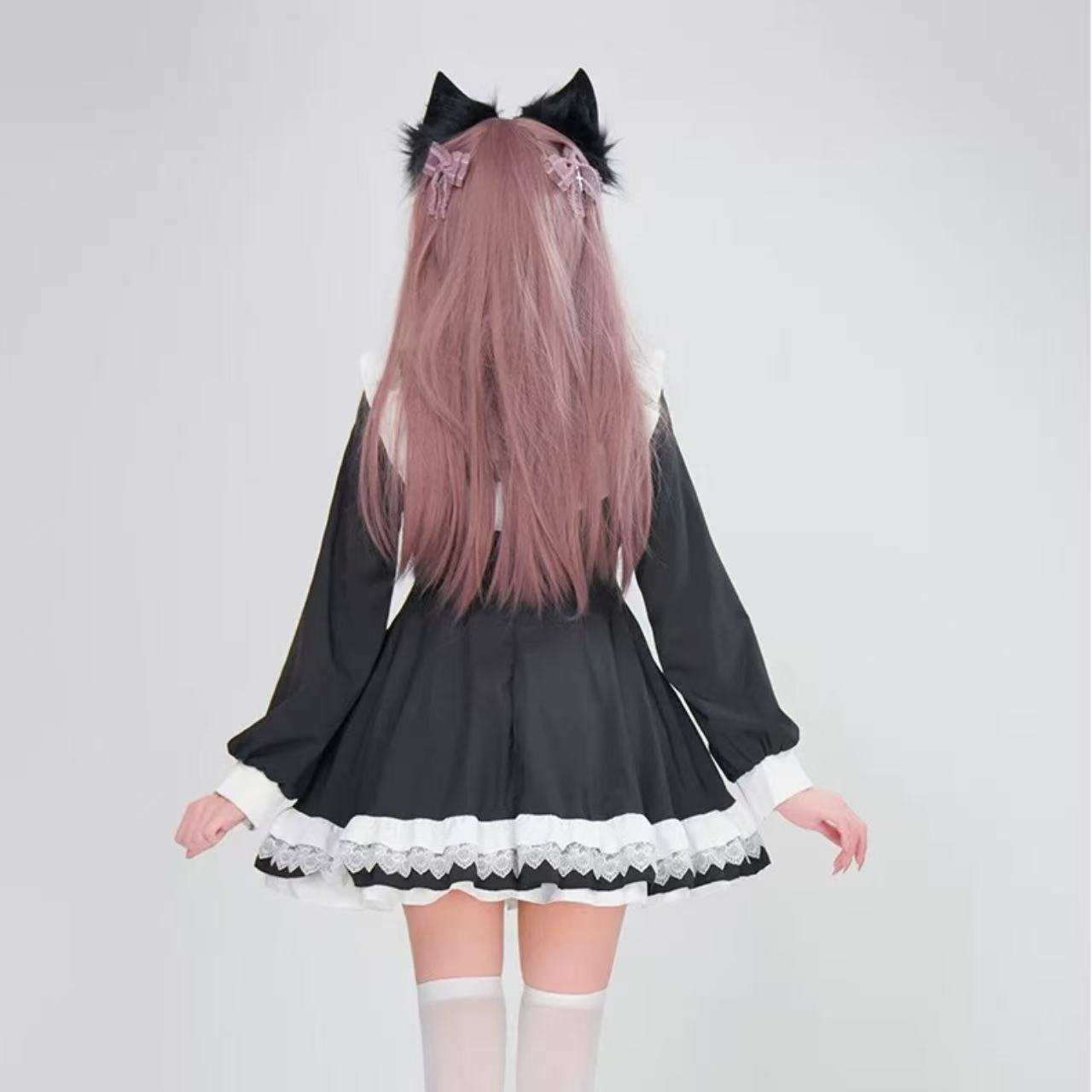 ゴスロリ ハロウィン魔女・クロス刺繍長袖ドレス