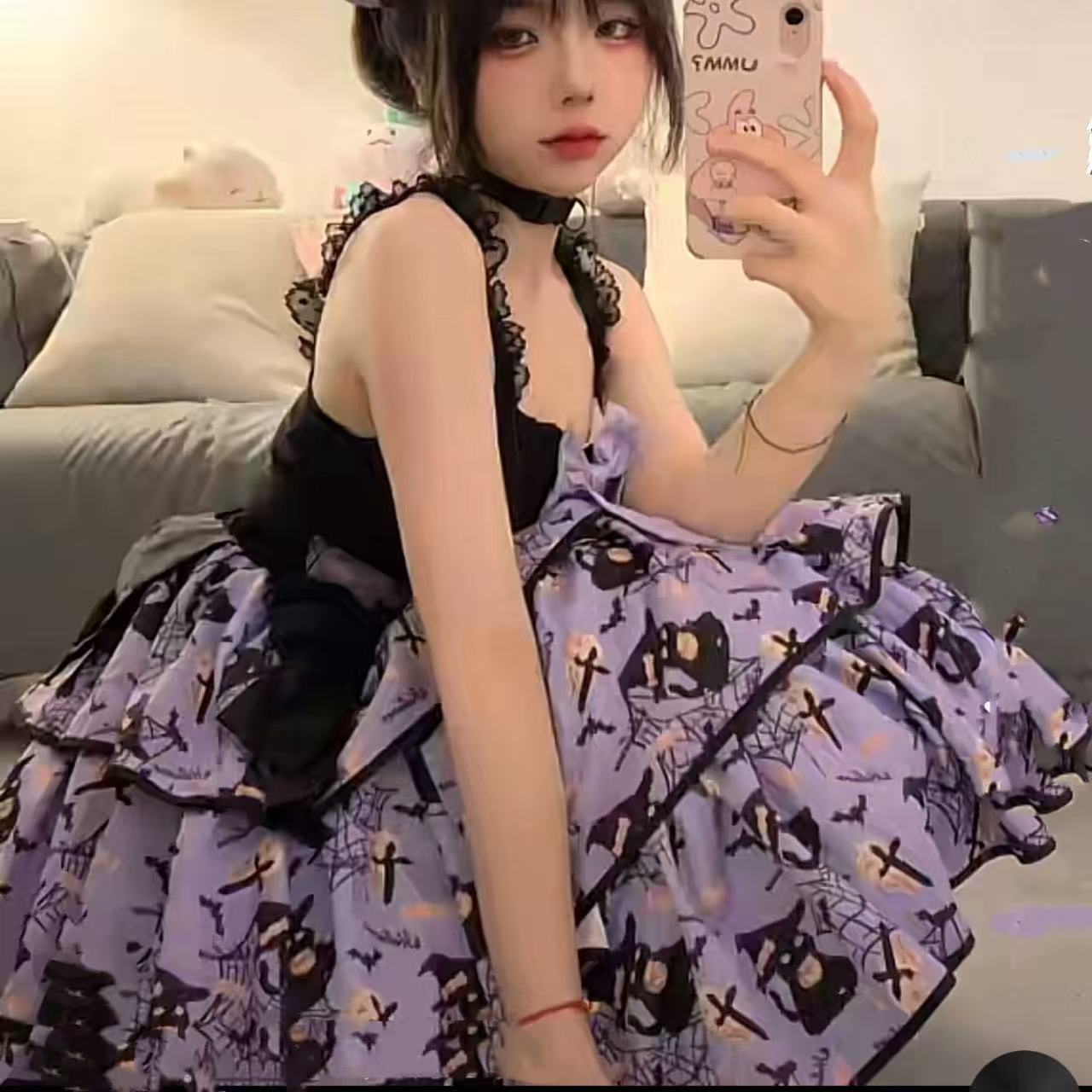 ゴスロリ ダークスイート3段フリルサスペンダードレス