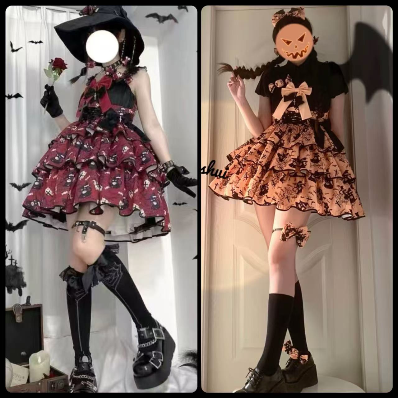 ゴスロリ ダークスイート3段フリルサスペンダードレス